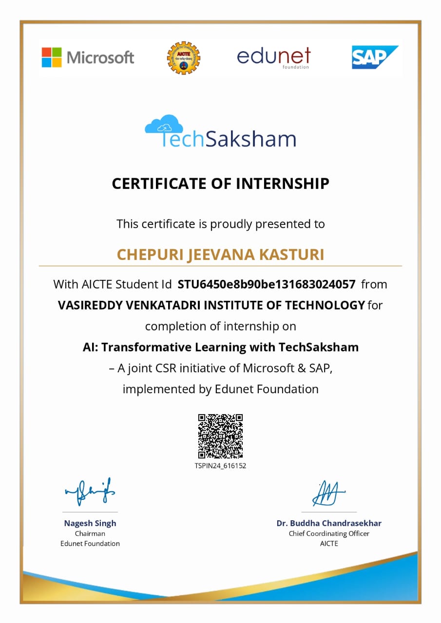 TechSaksham Internship Certificate